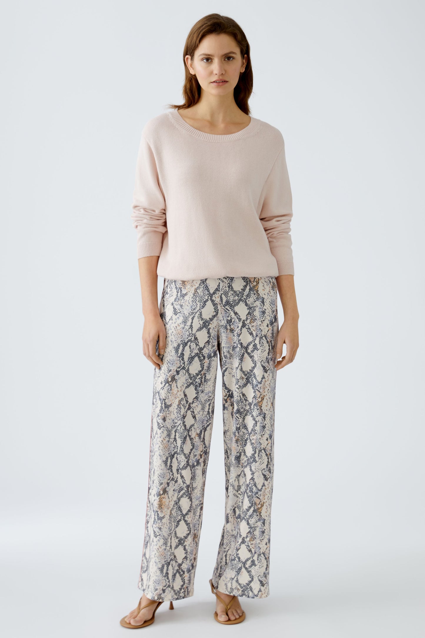 Oui Snake Print Jersey Trousers 91761