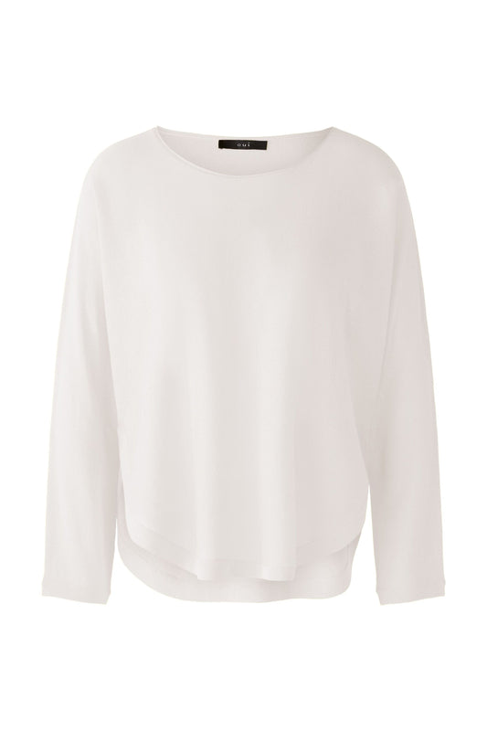 Oui 87457 White Linen Look T-Shirt