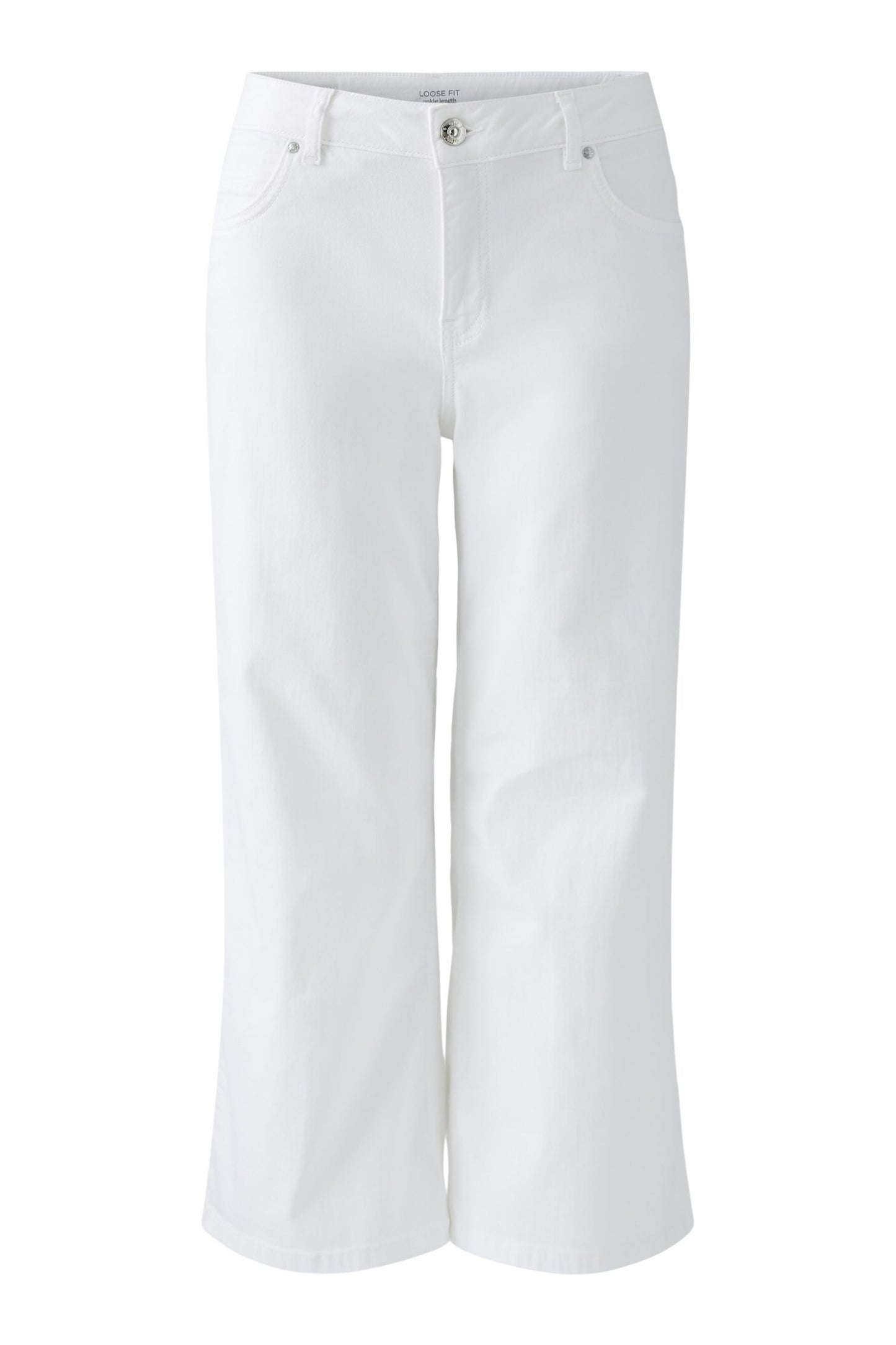 Oui Lightweight Denim Wide Leg Crop Trouser White 93008