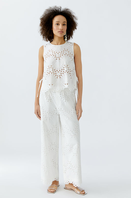 Oui White Broderie Anglaise Tabard Top 93734