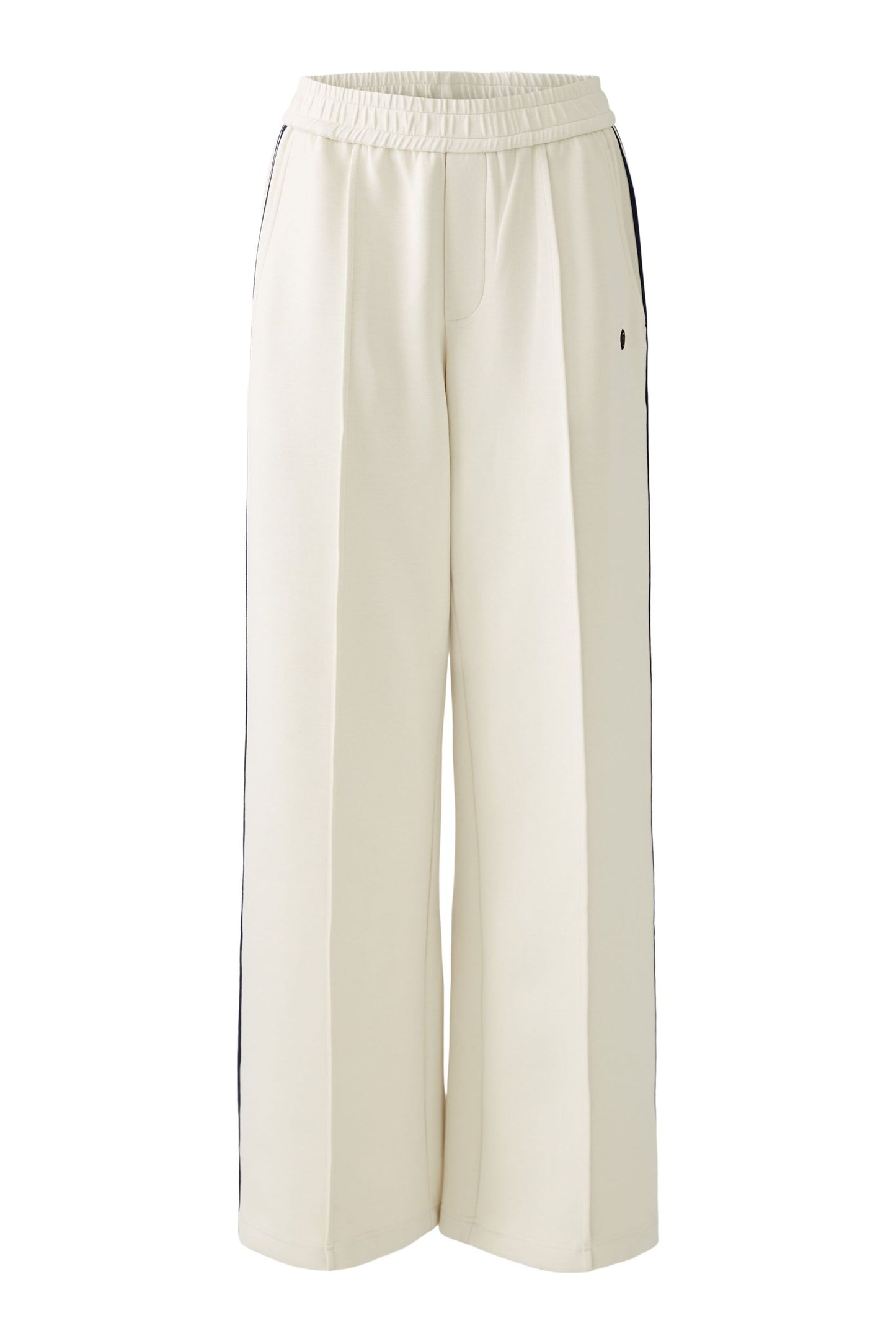 Oui Cream Jersey Side Stripe Trousers 91765