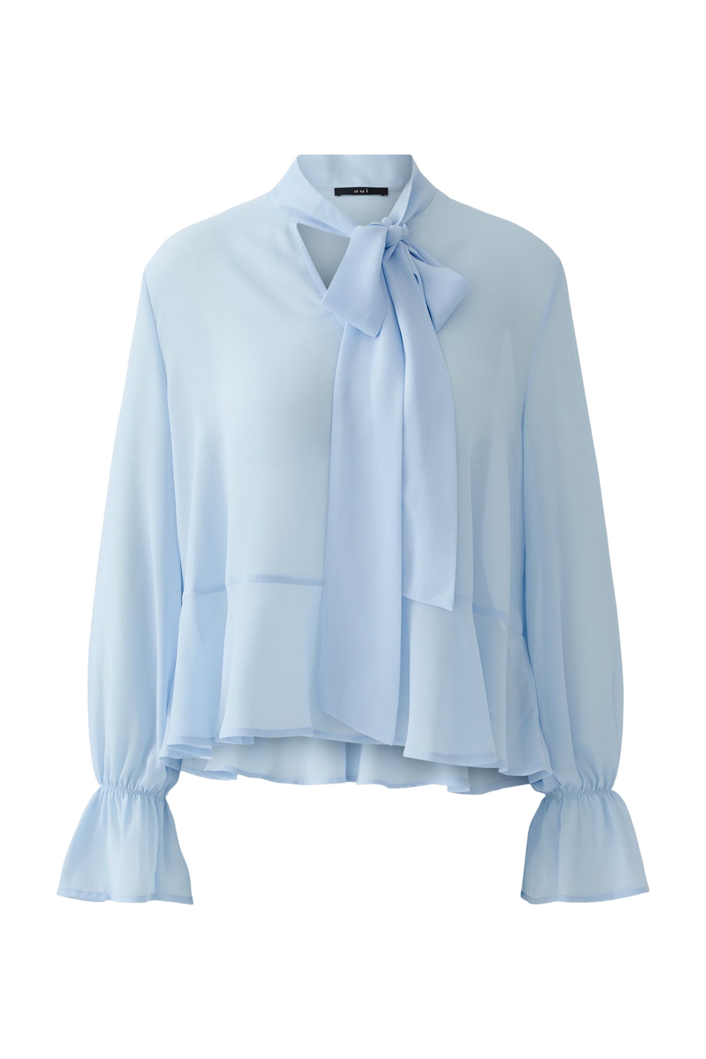 Oui Pale Blue Frill Blouse 96068