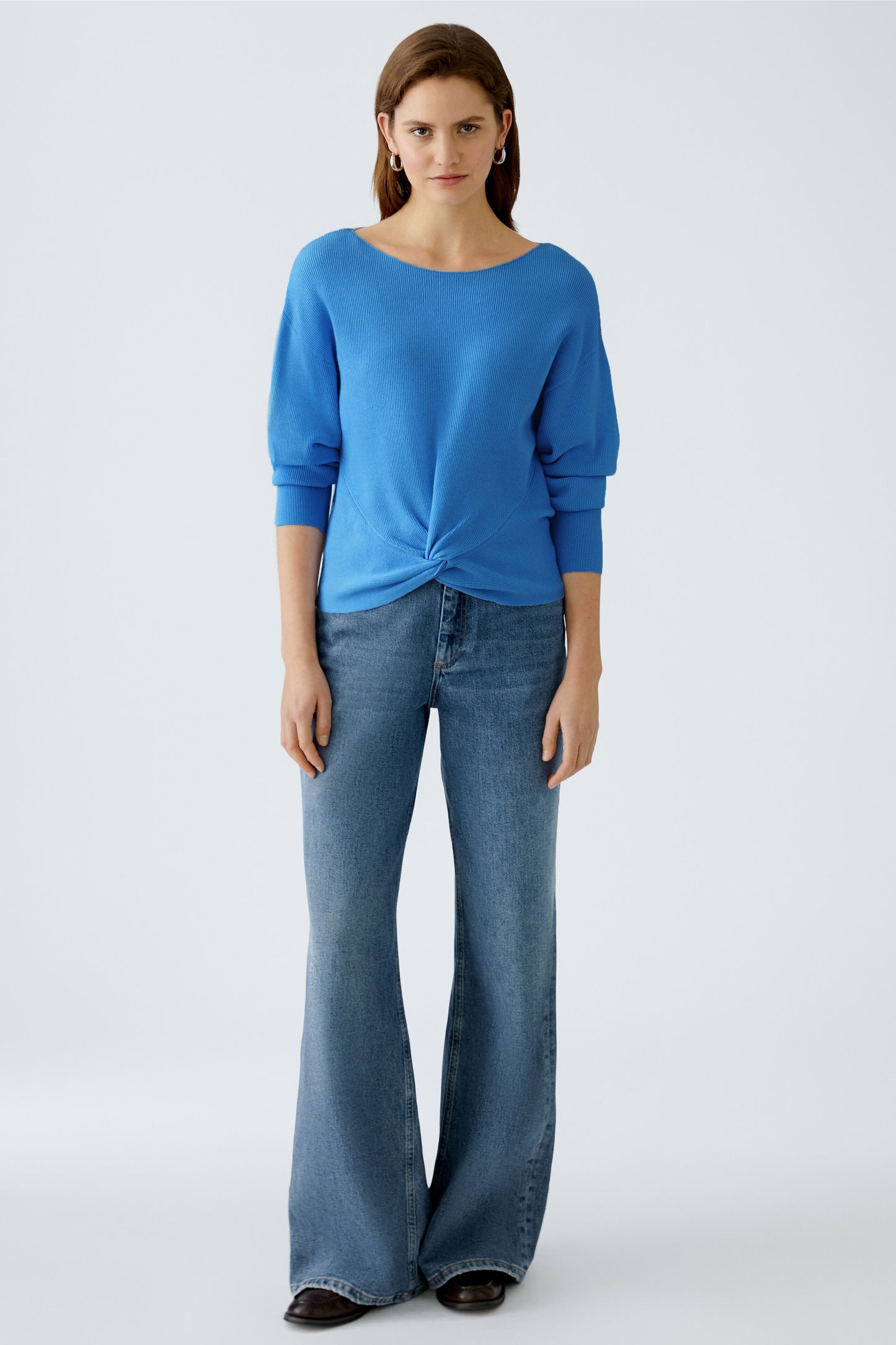 Oui Blue Twist Front Sweater 92954