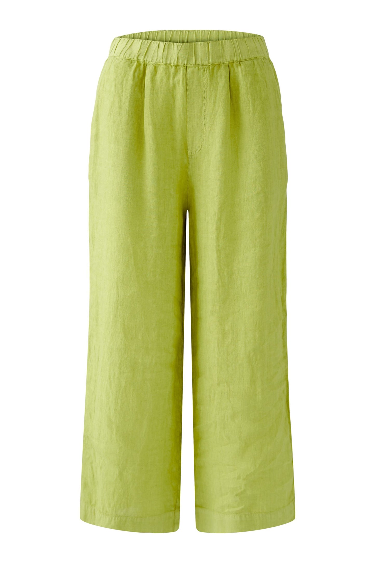 Oui Linen Pull-on Crop Trousers Lime Green 92810