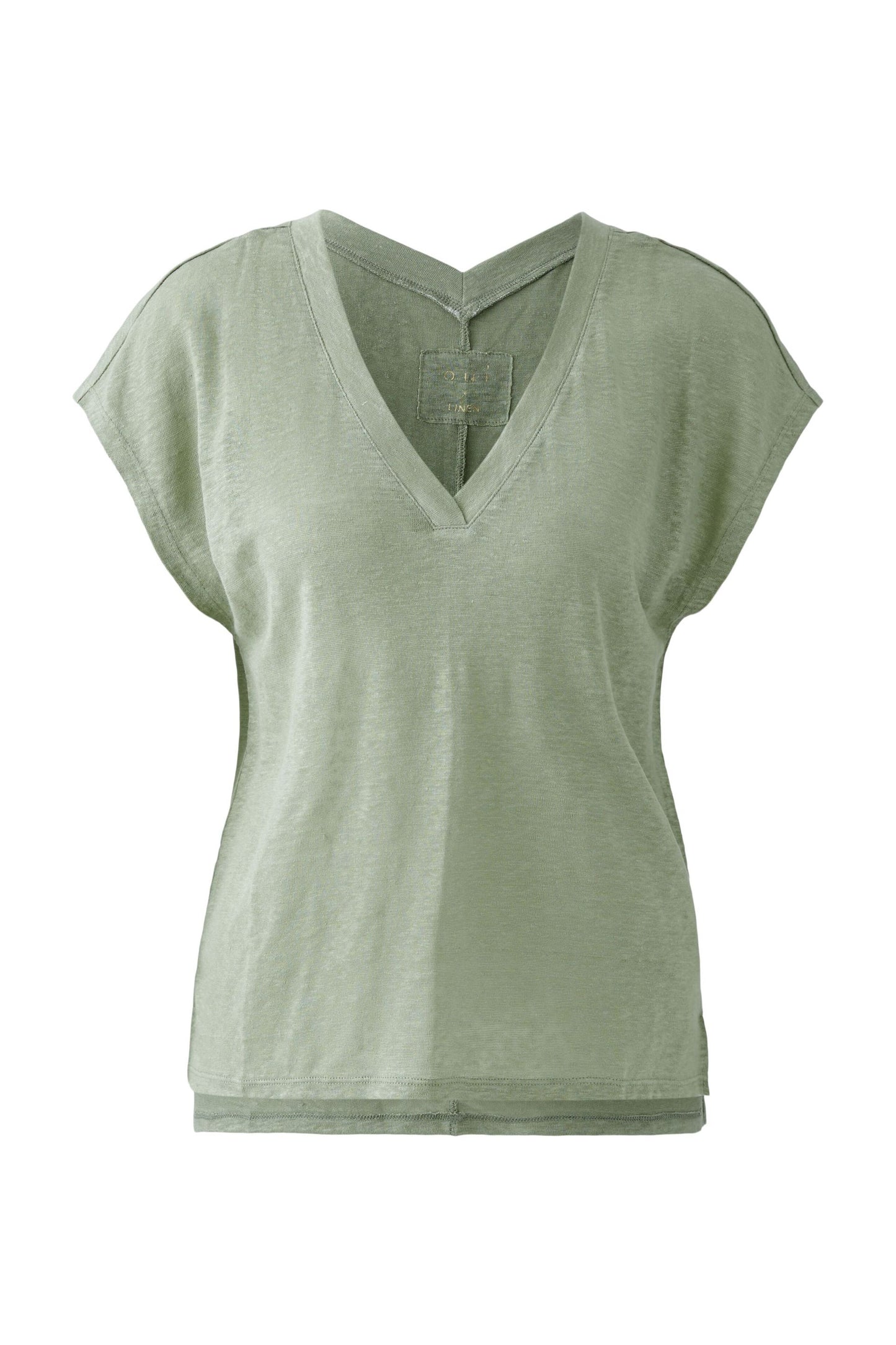 Oui Khaki Linen T-Shirt 92909