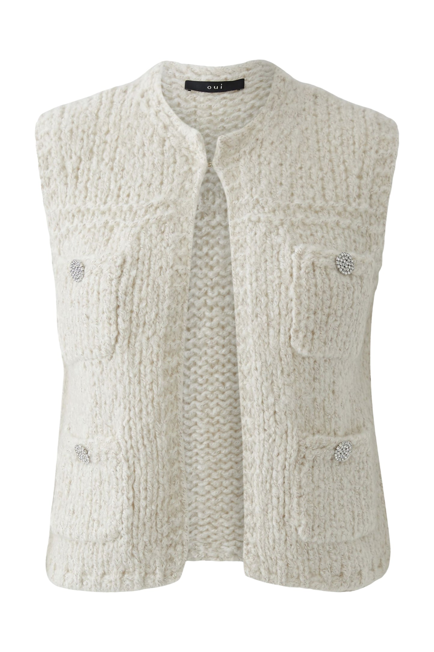 Oui Cream Chunky Waistcoat 86171