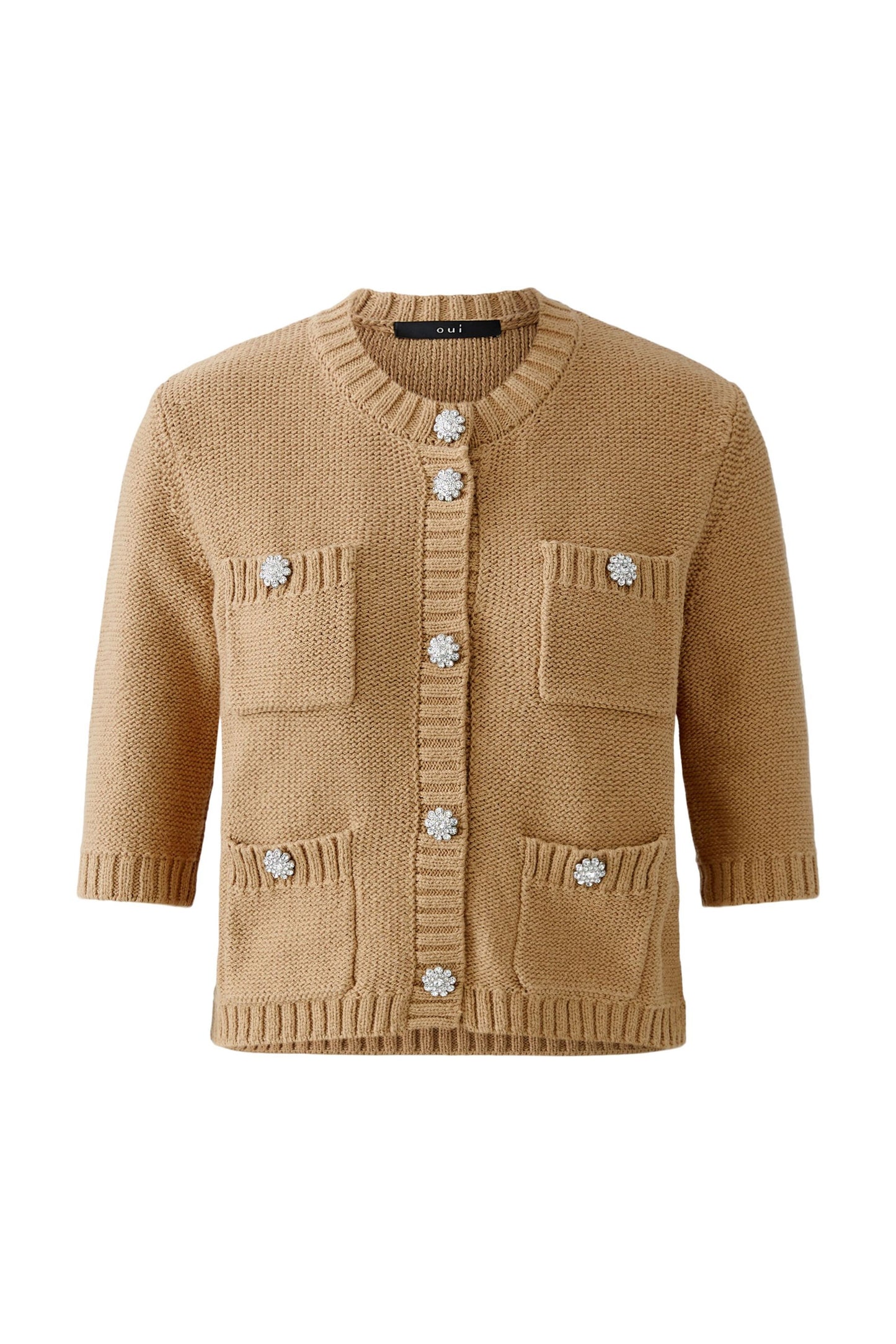 Oui Caramel Diamante Button Cardigan 93581
