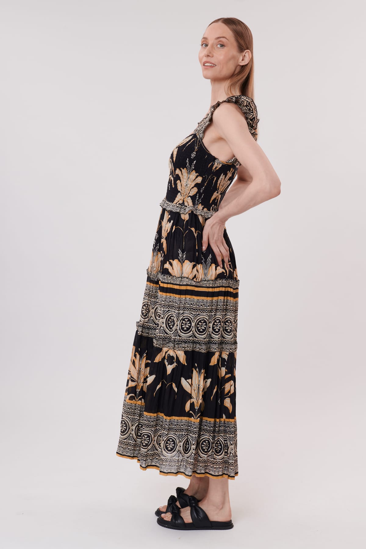 Derhy Tendresse print cotton tiered dress