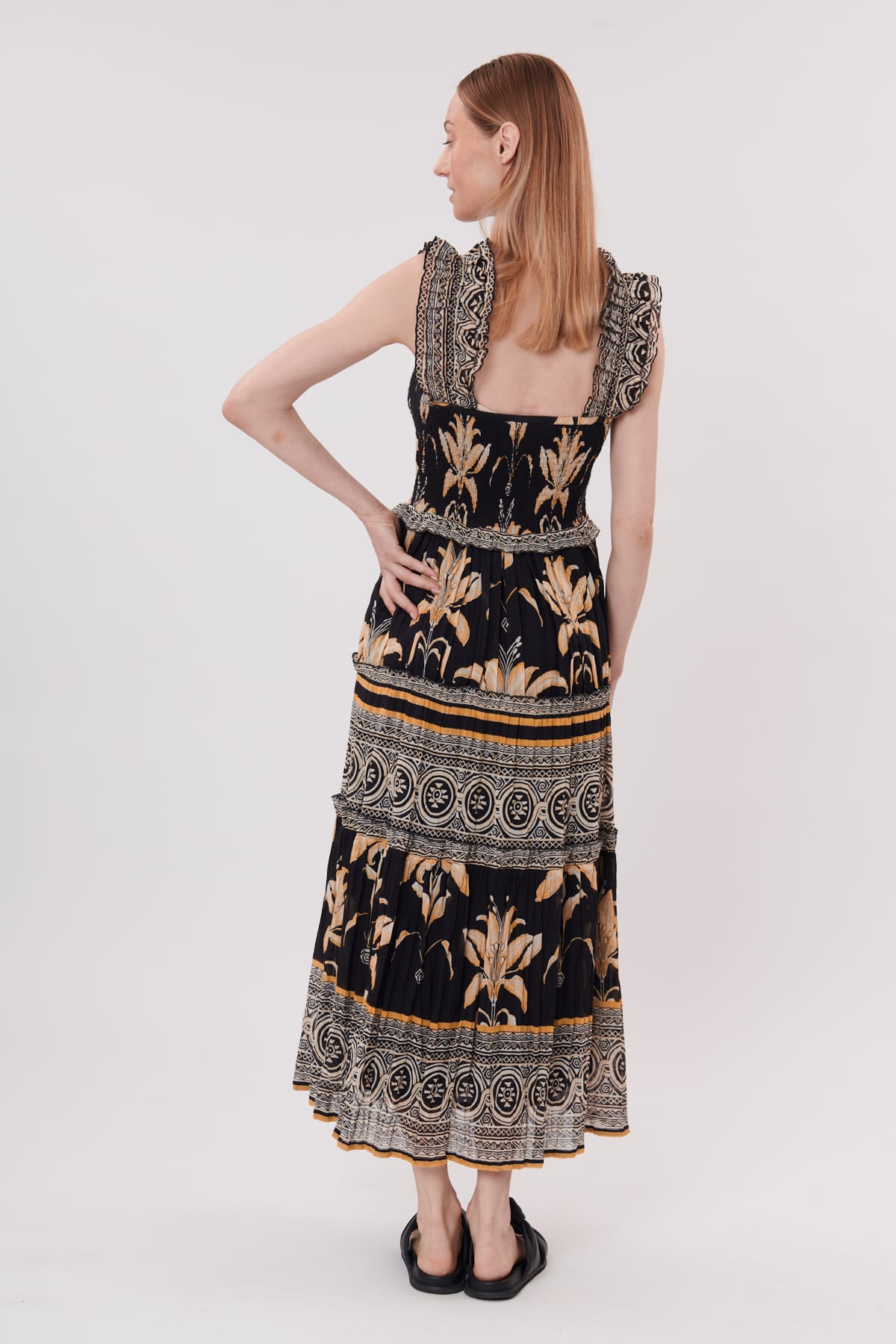 Derhy Tendresse print cotton tiered dress