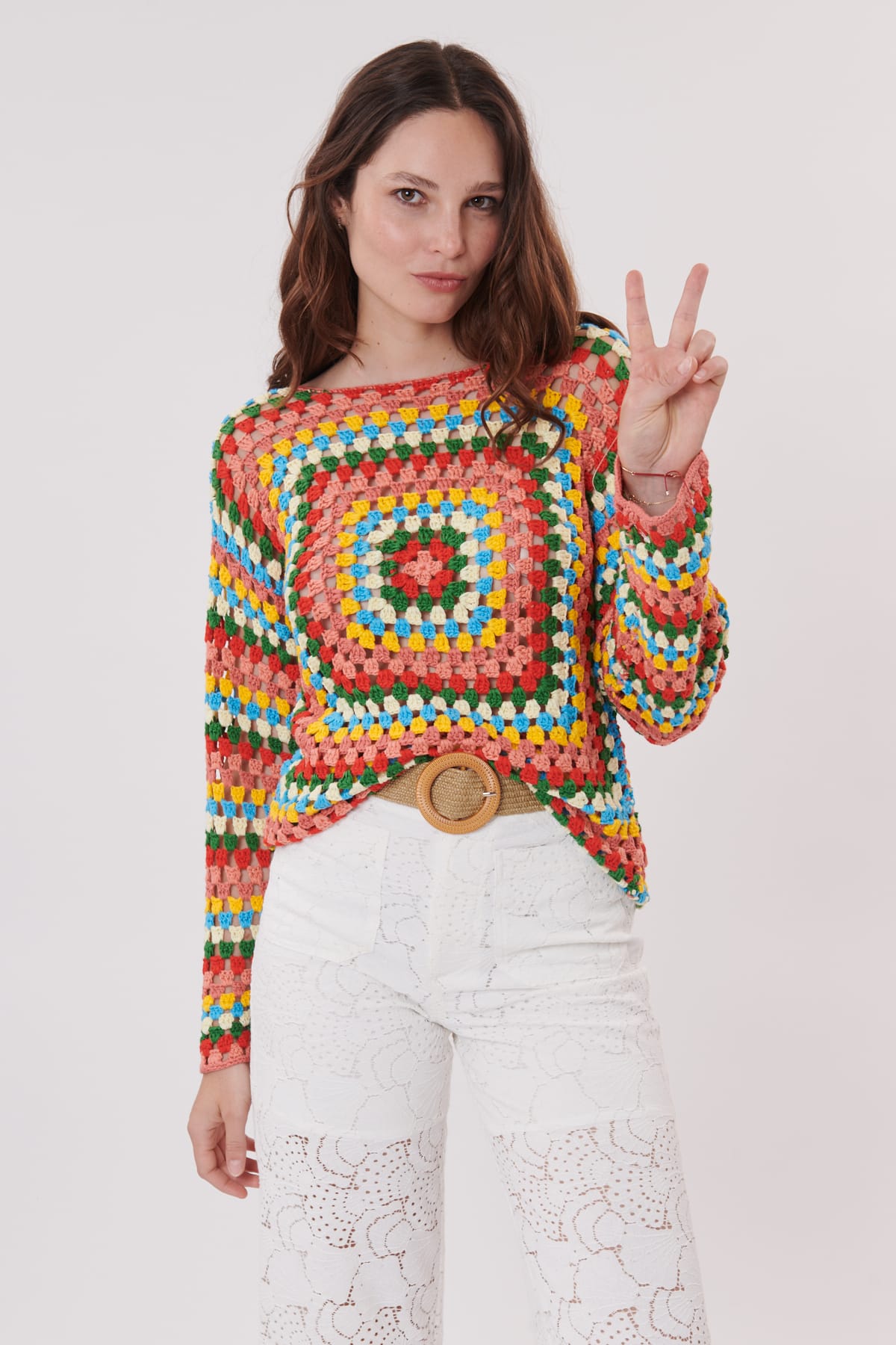 Derhy Zabou Crochet Knitted Sweater