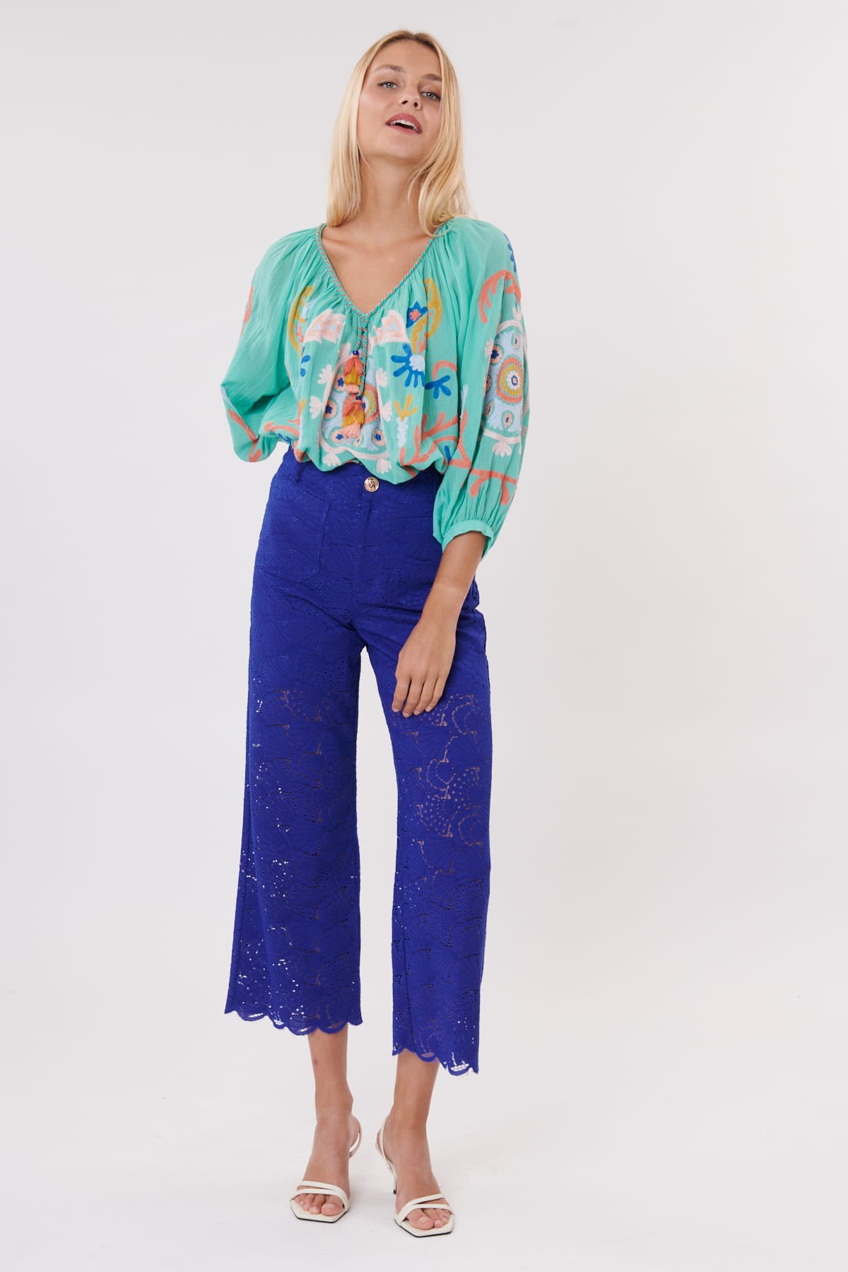 Derhy Paisley Lace Trousers