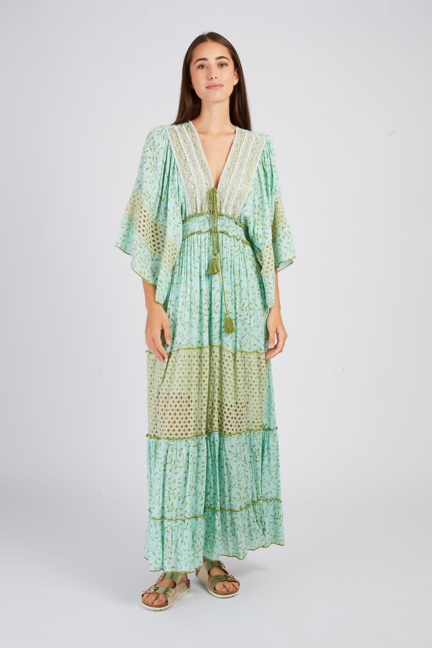 Derhy Green Sparkle Kimono Dress Caledonie