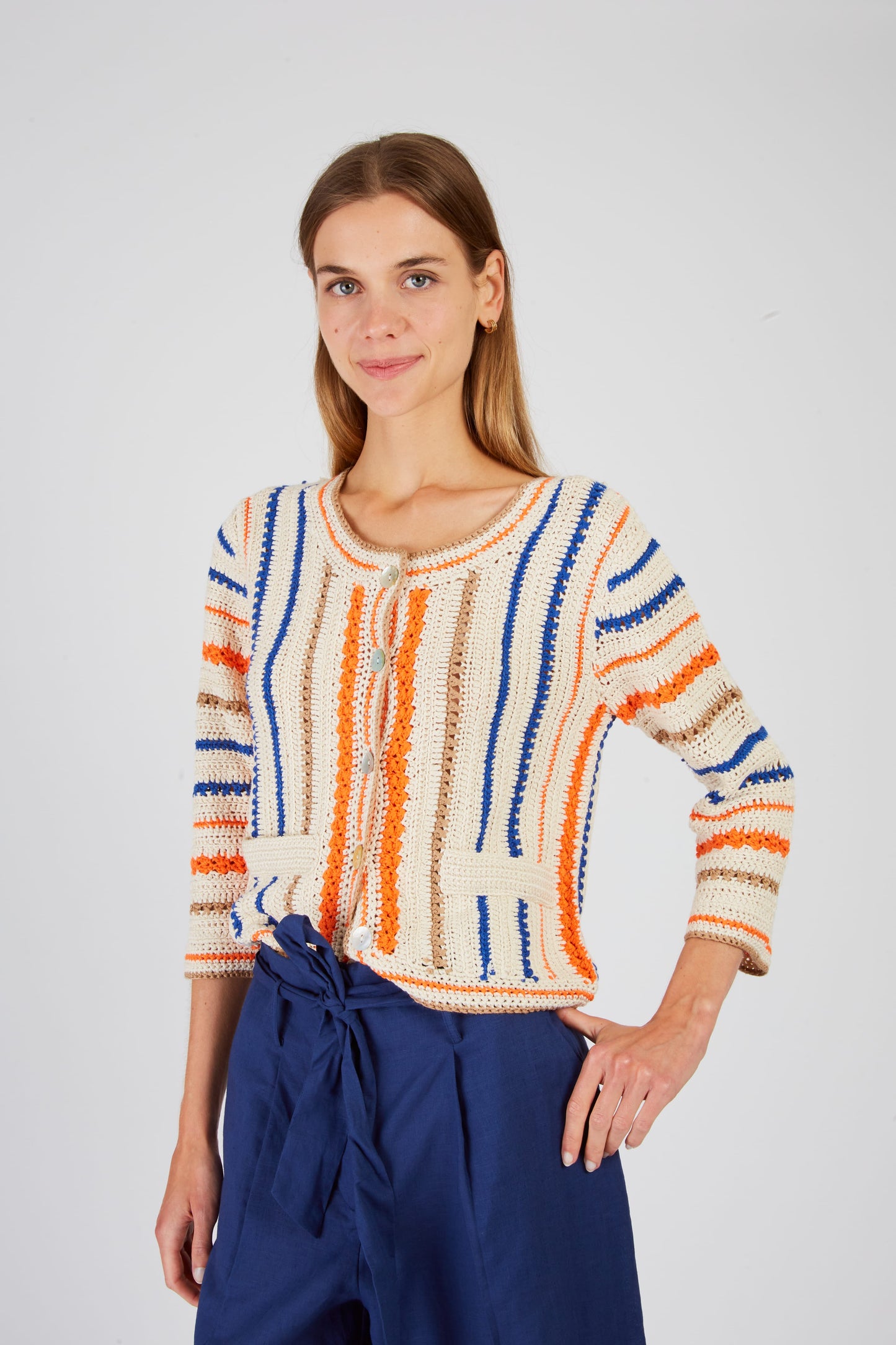 Derhy Stripe Knitted Jacket Fionna
