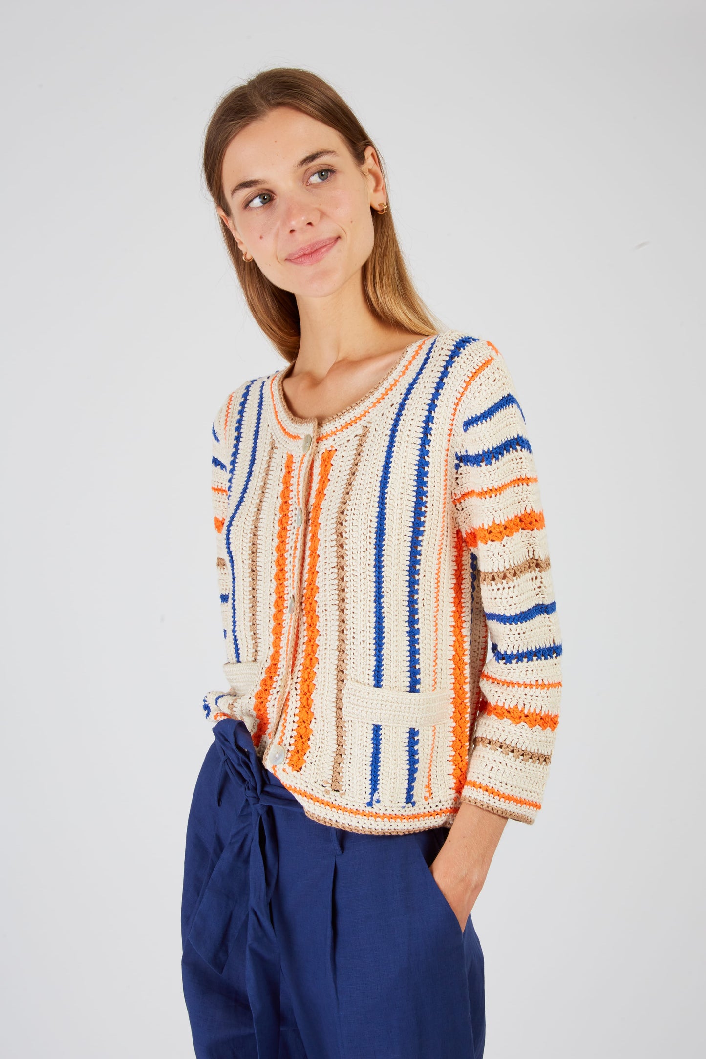 Derhy Stripe Knitted Jacket Fionna
