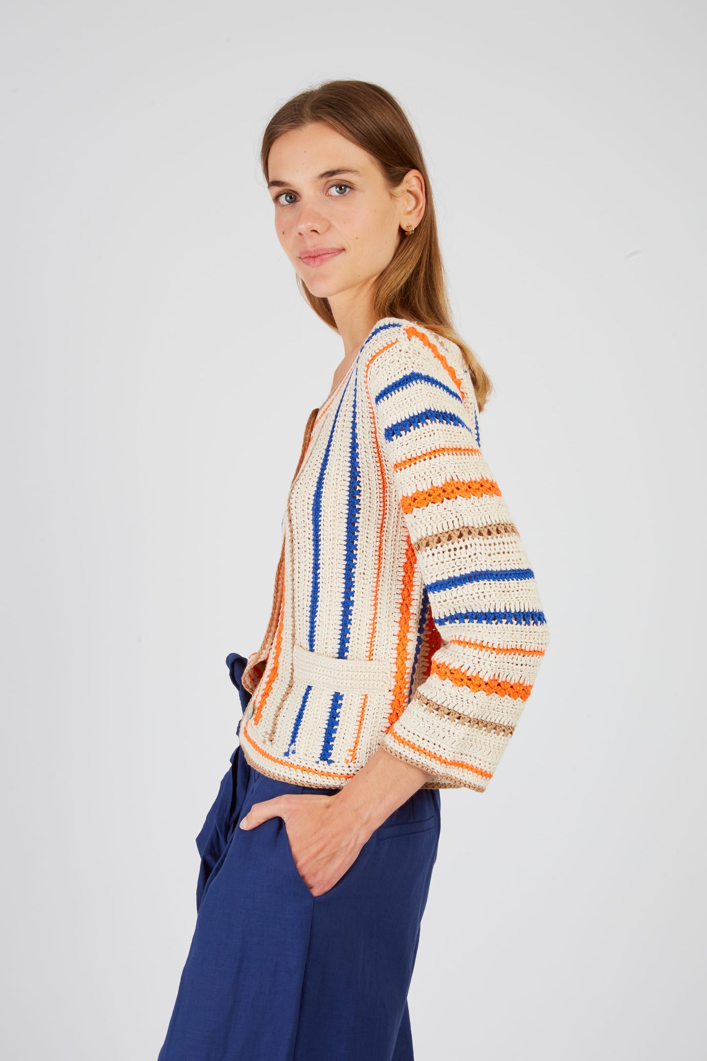 Derhy Stripe Knitted Jacket Fionna