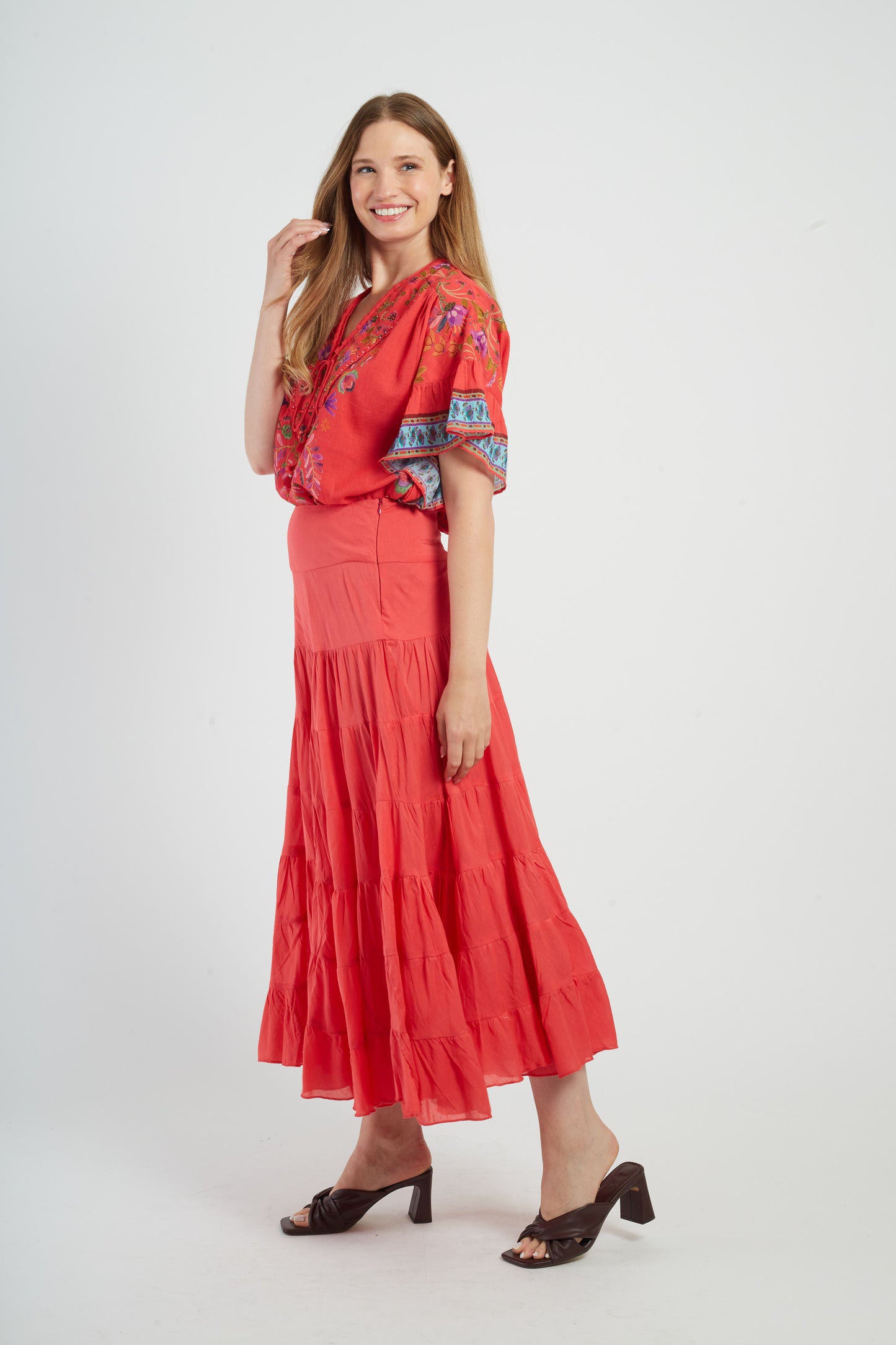 Derhy Coral Long Skirt Dahlia