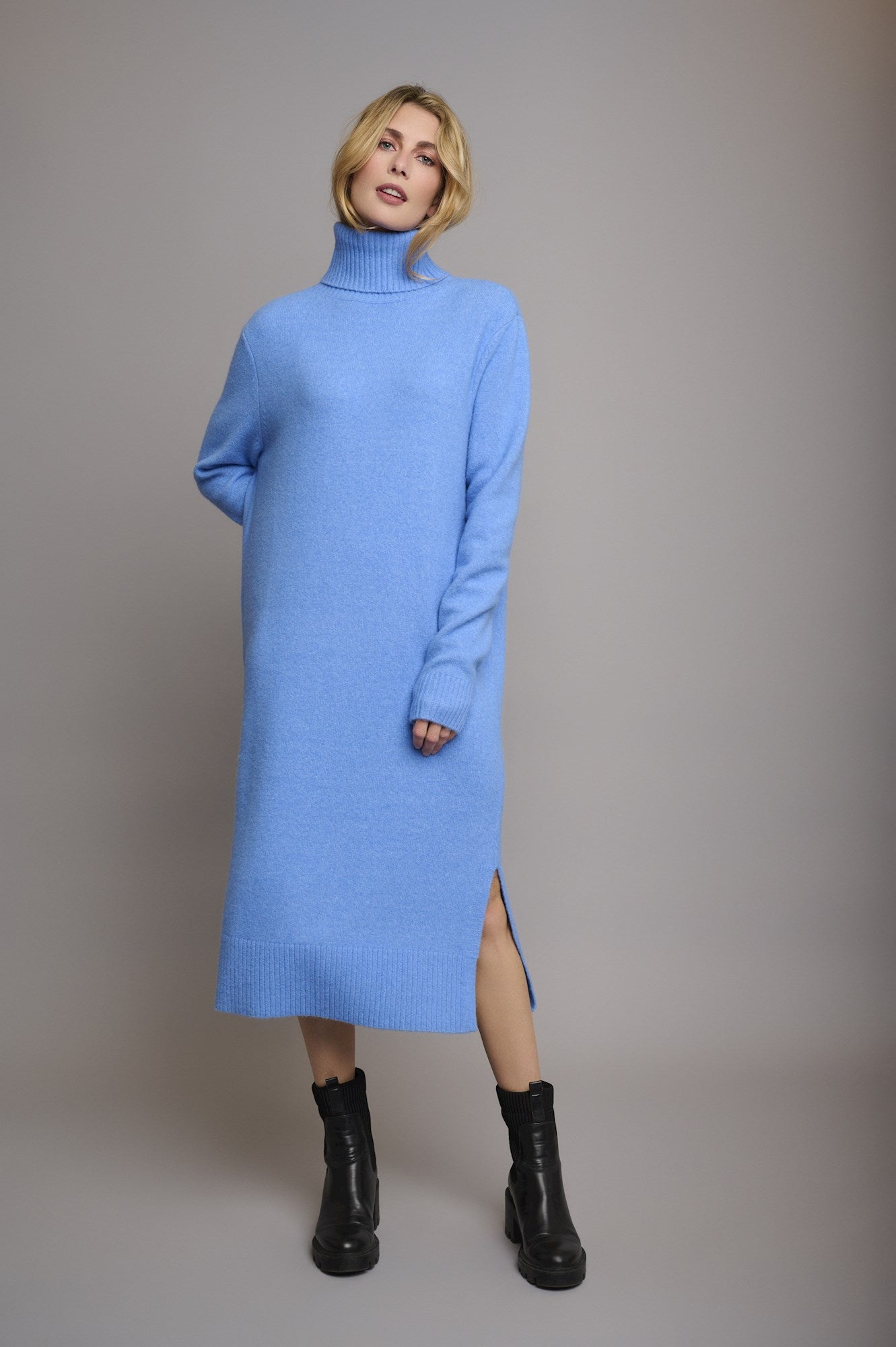 Rino & Pelle Blue Cowl Neck Dress