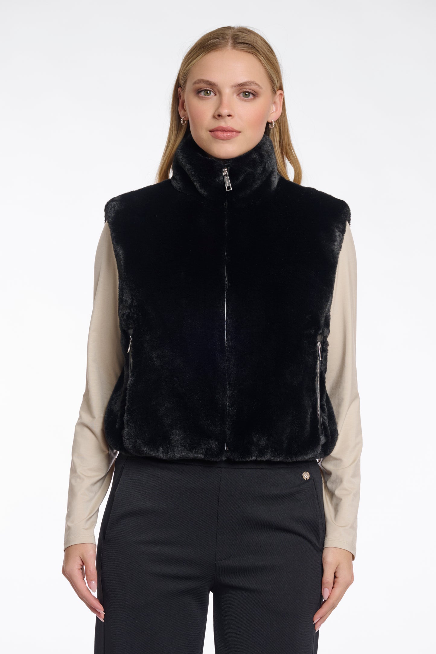 Rino & Pelle Black Zip Gilet Nikki