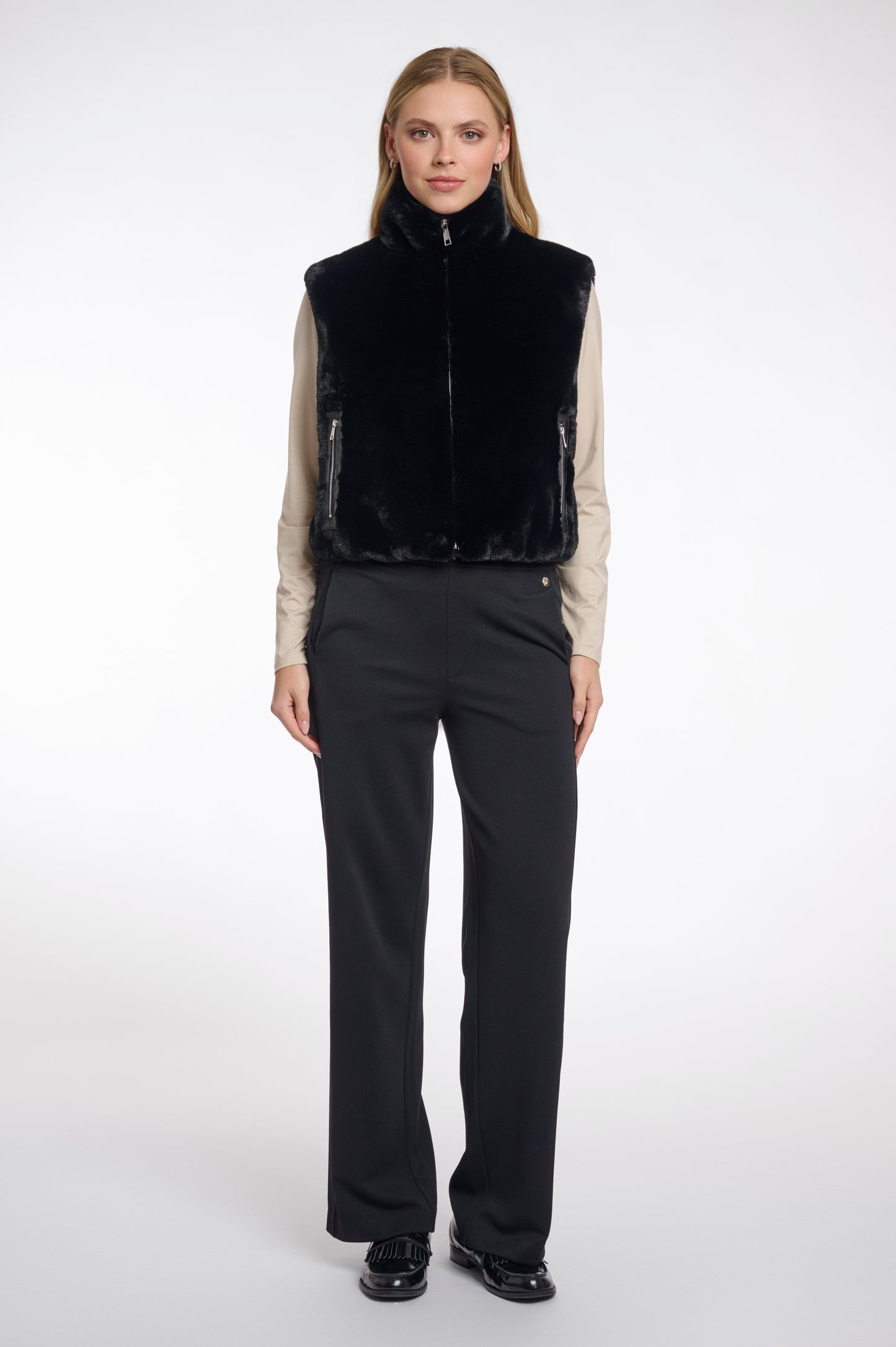 Rino & Pelle Black Zip Gilet Nikki