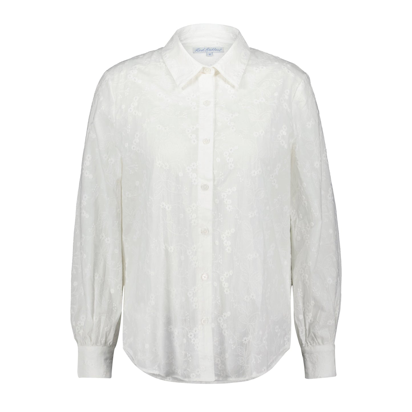 Red Button Embroidered Blouse