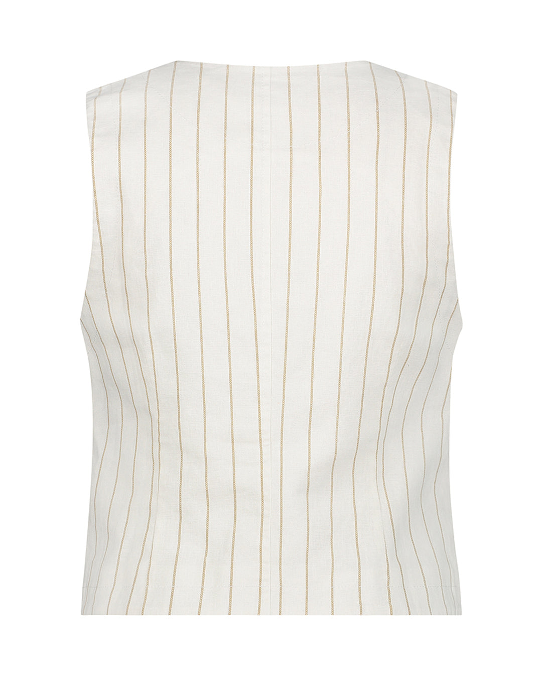 Red Button Pinstripe Waistcoat Dark Sand/Cream SRB4514