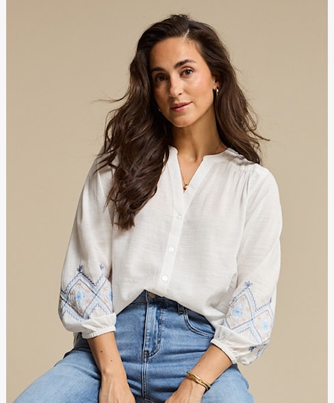 Red Button White Blouse SRB4829