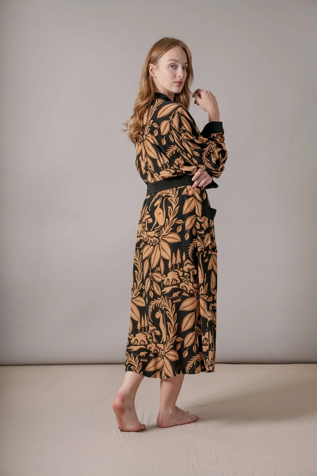One Hundred Stars Sphinx Crepe Gown in Black CGWSPXBLK