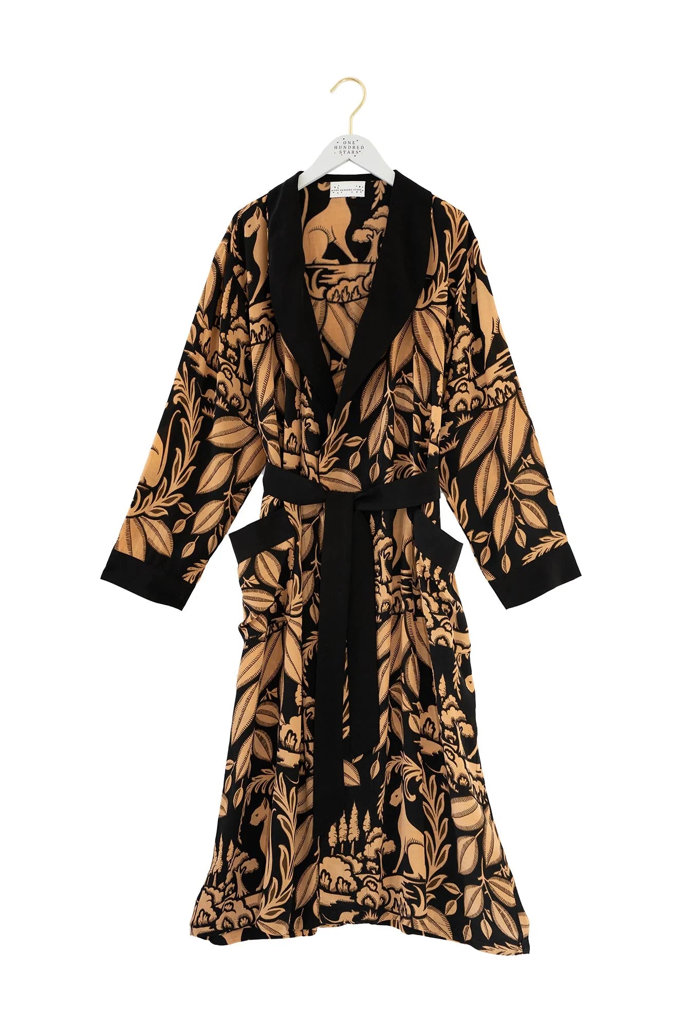 One Hundred Stars Sphinx Crepe Gown in Black CGWSPXBLK