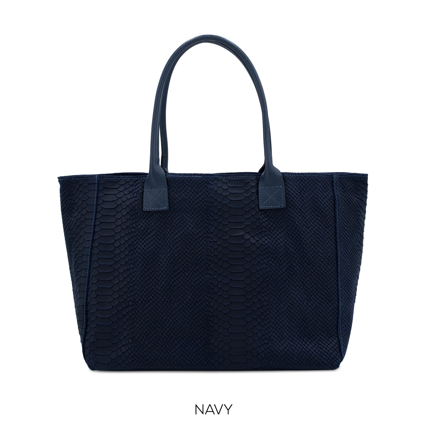 Moda Navy Suede Snake Print Tote Bag ITAL00379