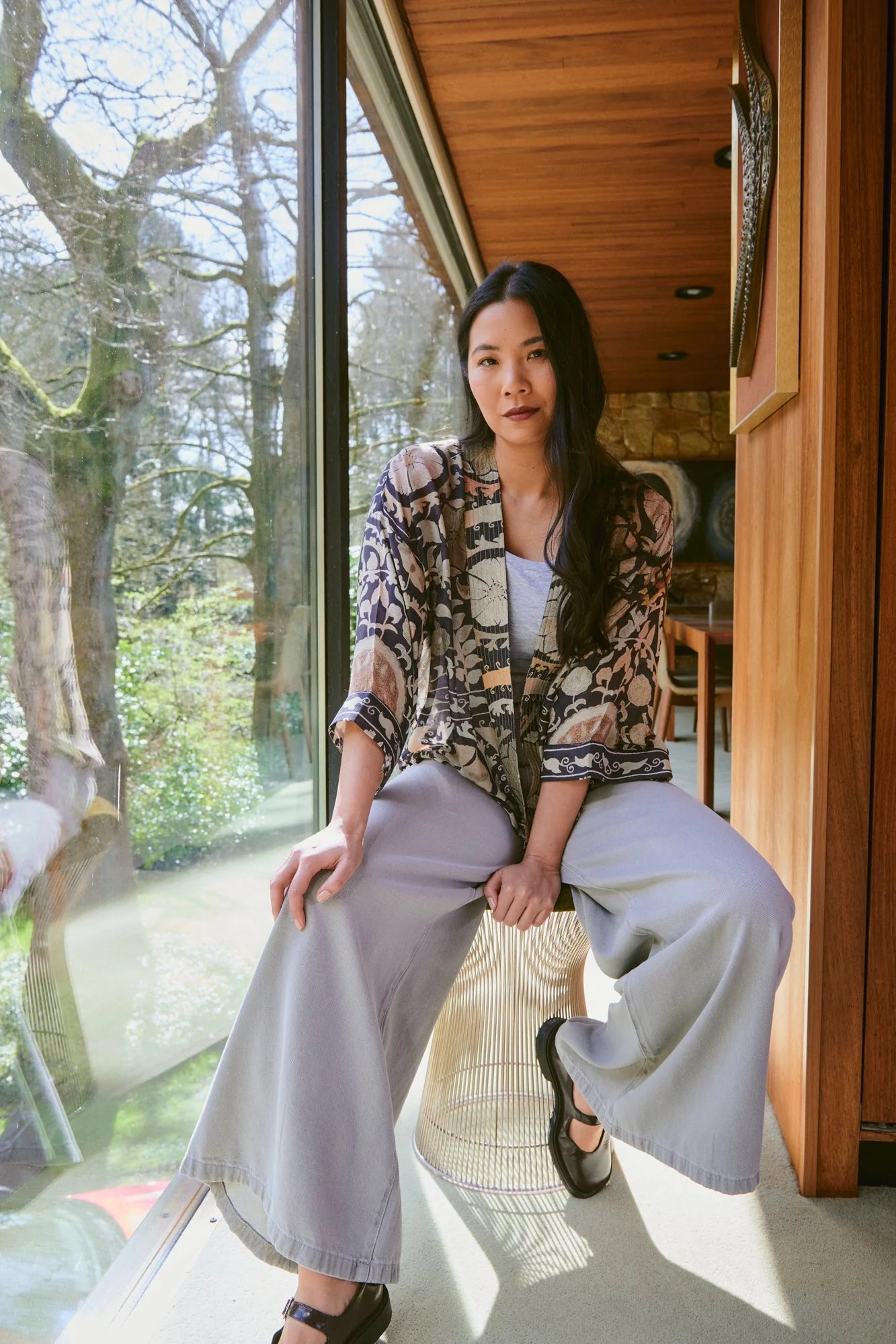 One Hundred Stars Susani Charcoal Kimono