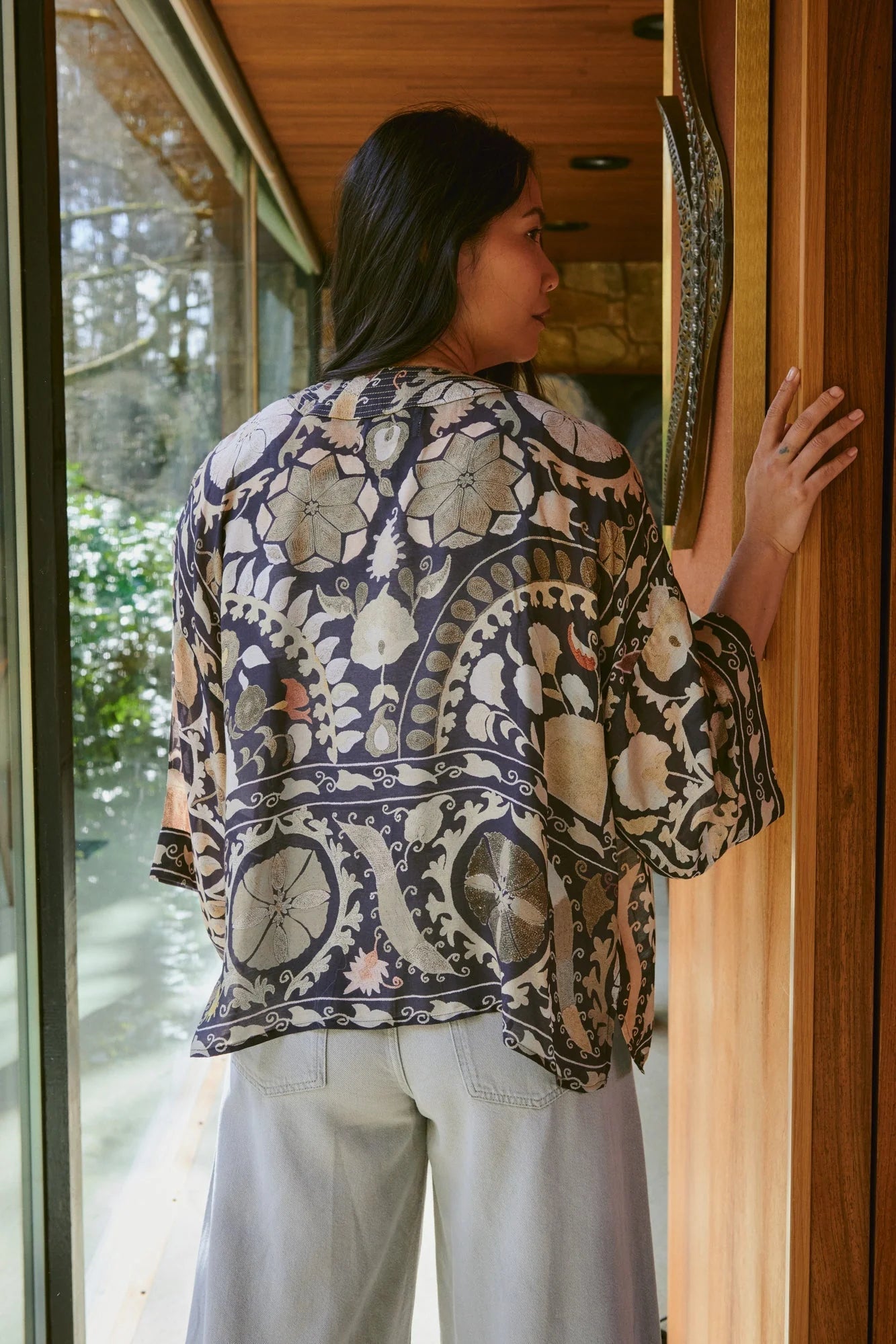One Hundred Stars Susani Charcoal Kimono