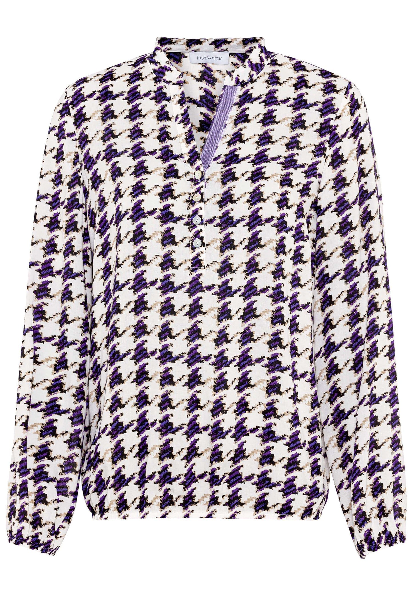 SE Just White Dogtooth Blouse