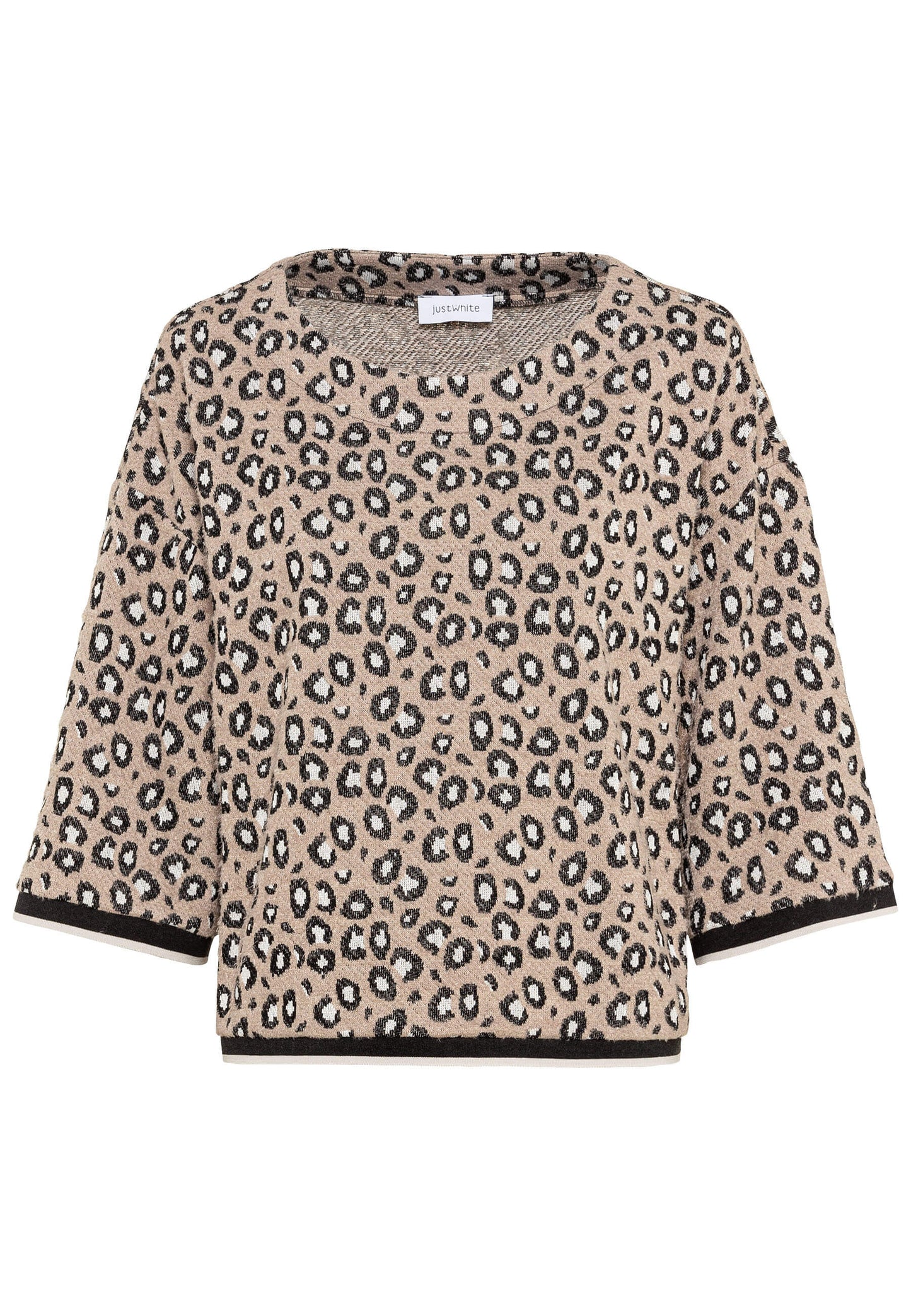 SE Just White Animal Print Sweater