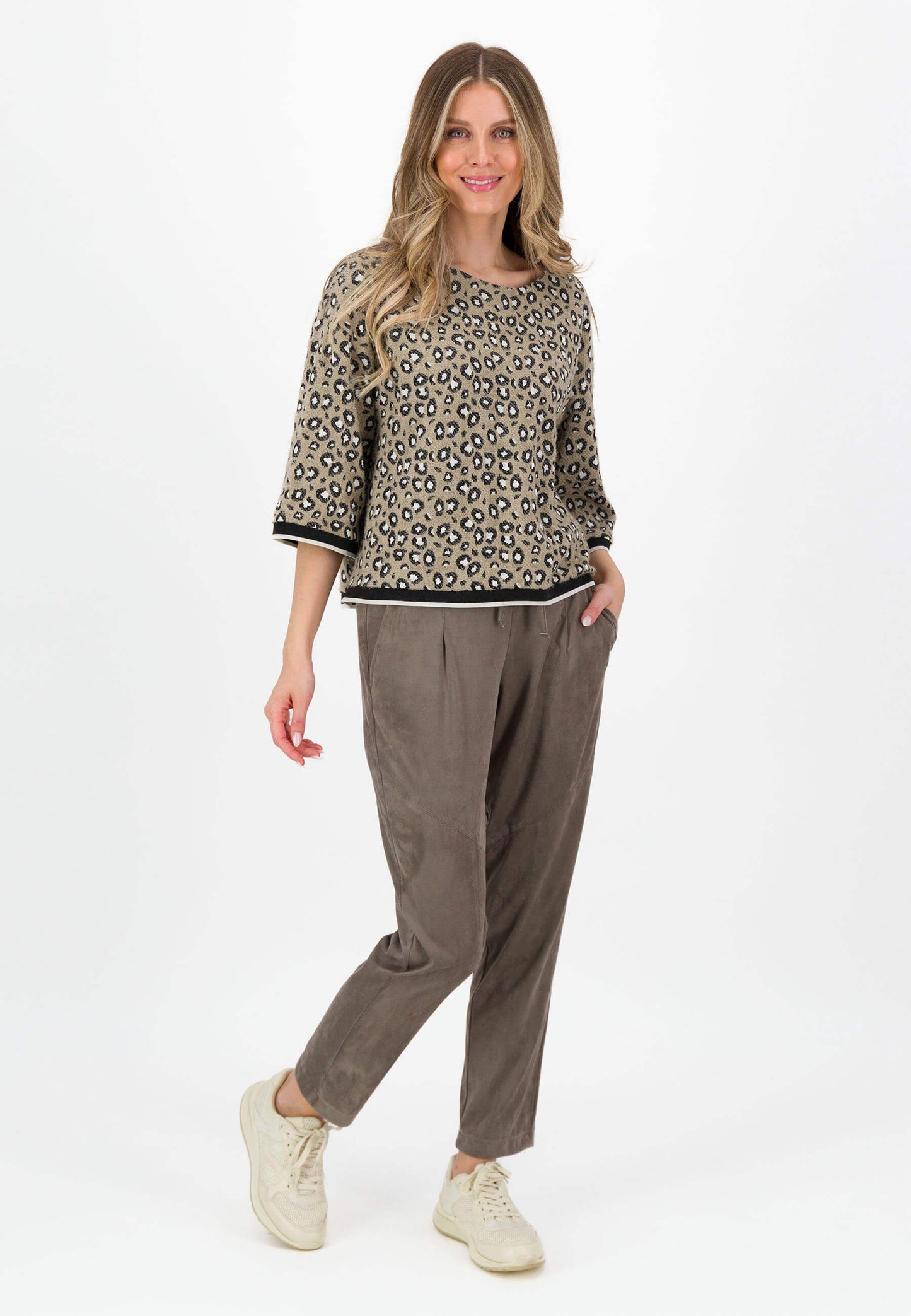 SE Just White Animal Print Sweater