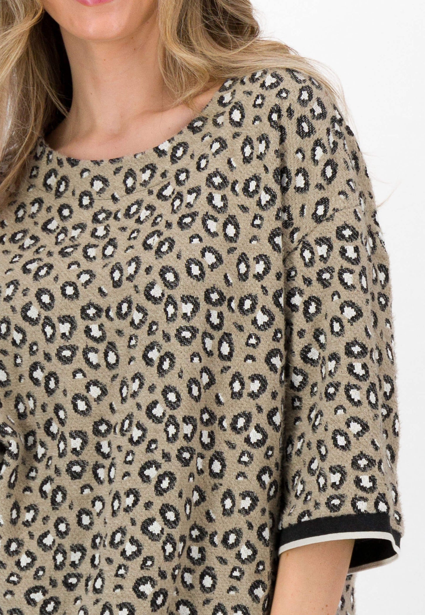 SE Just White Animal Print Sweater