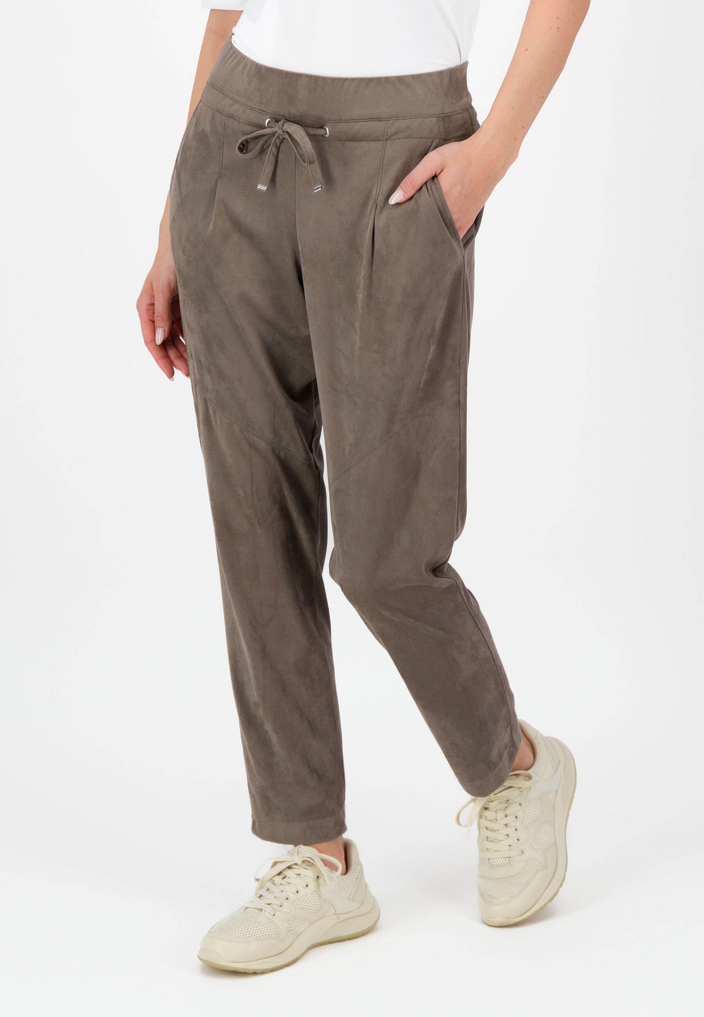 SE Just White Faux Suede Trousers