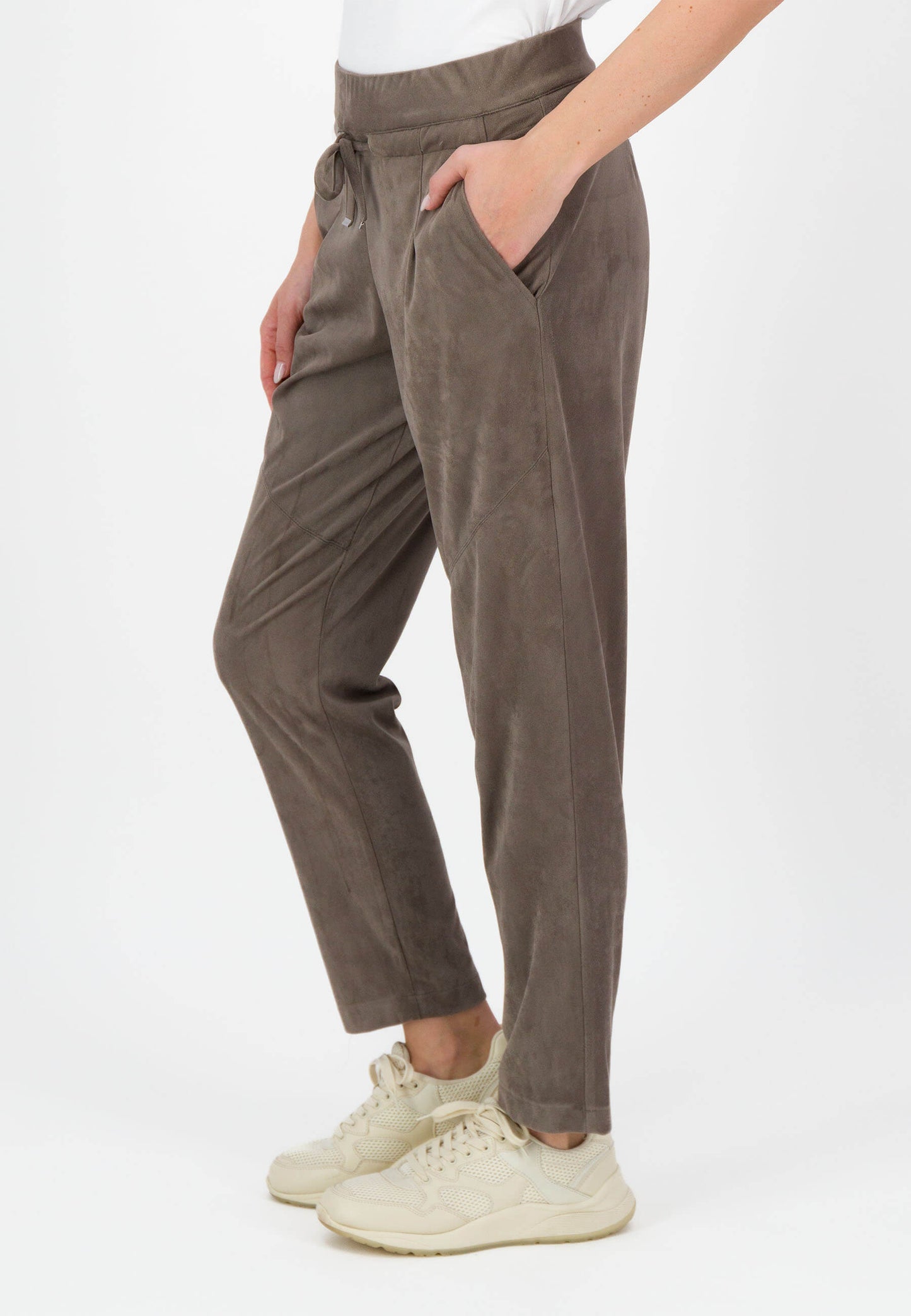 SE Just White Faux Suede Trousers