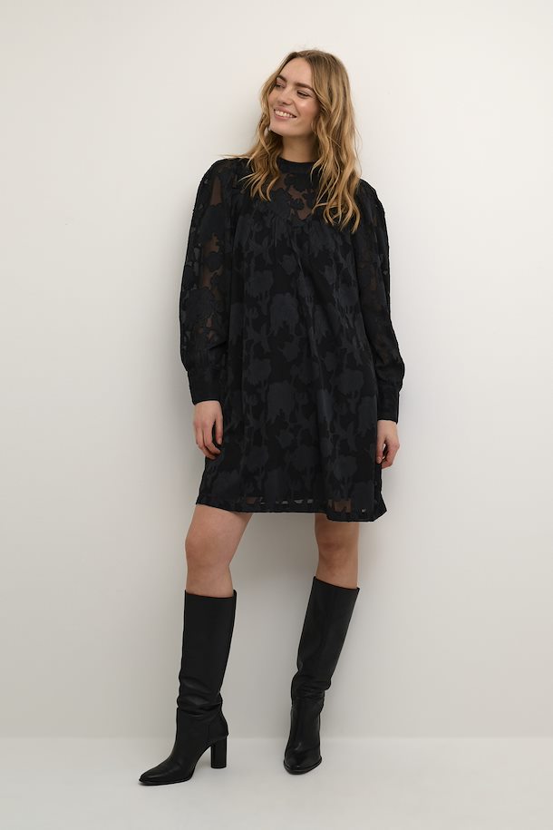 Cream Short Black Dress