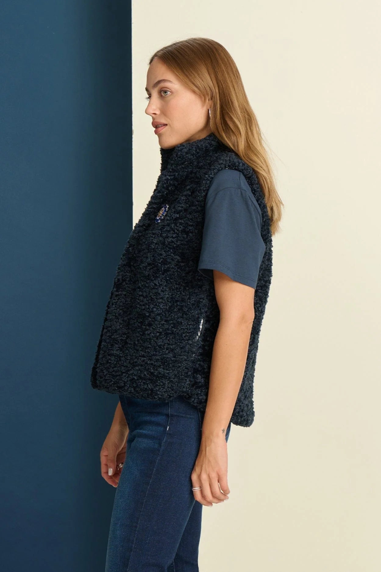 Pom Amsterdam Navy Teddy Gilet