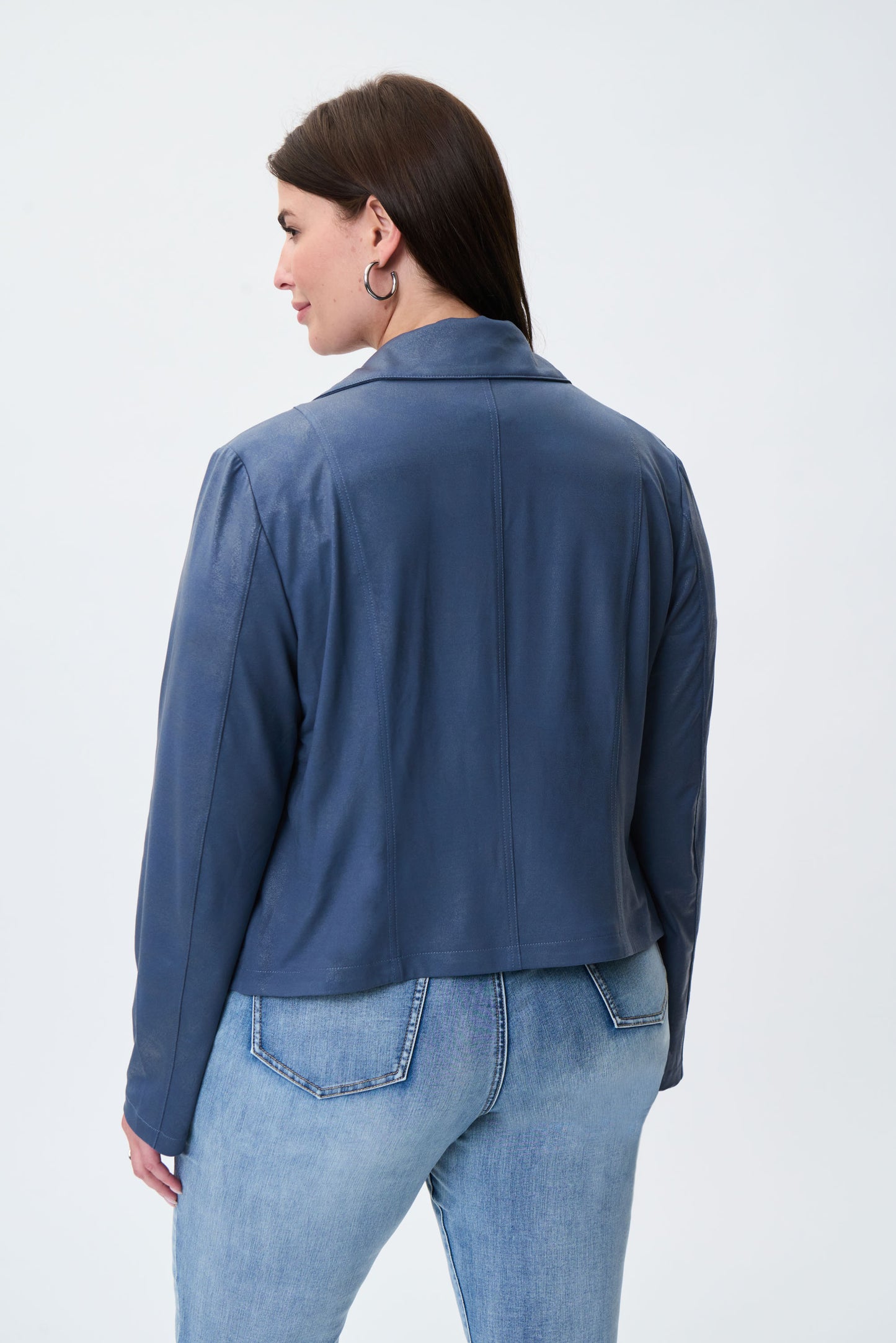 Joseph Ribkoff Mineral Blue Faux Suede Biker Jacket