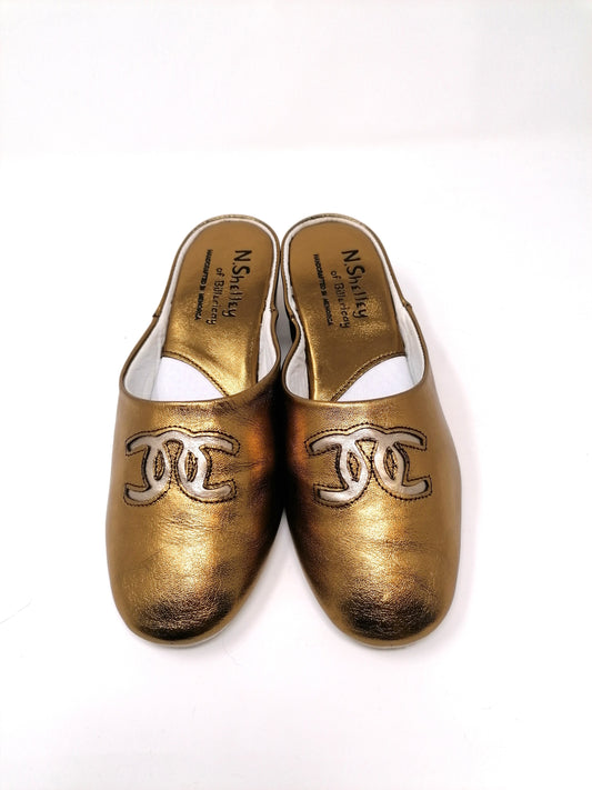 Florit Bronze Leather Slippers