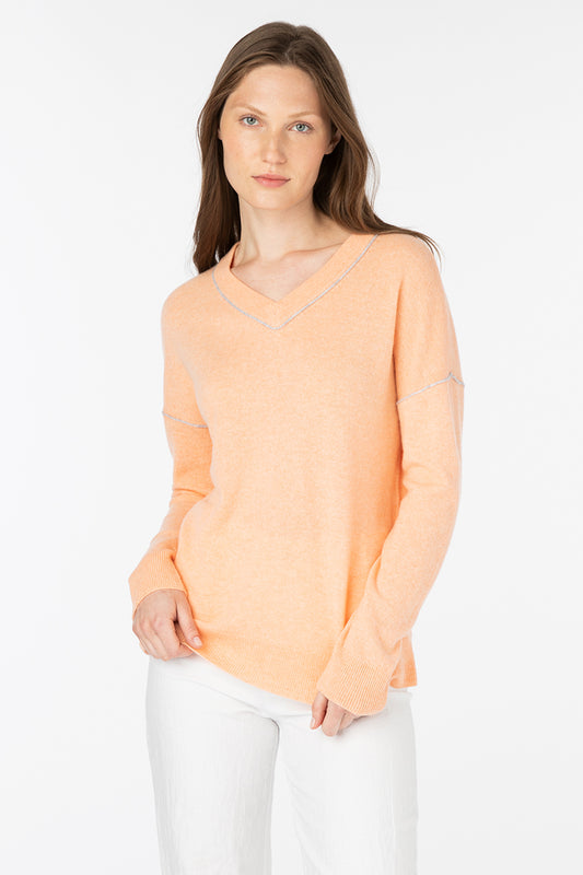 Kinross Piped Easy Vee Cashmere Sweater