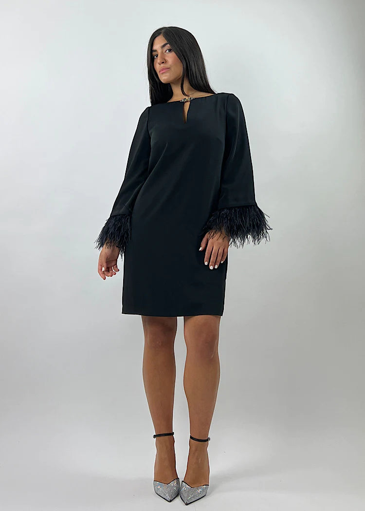 Feather top sleeve dress