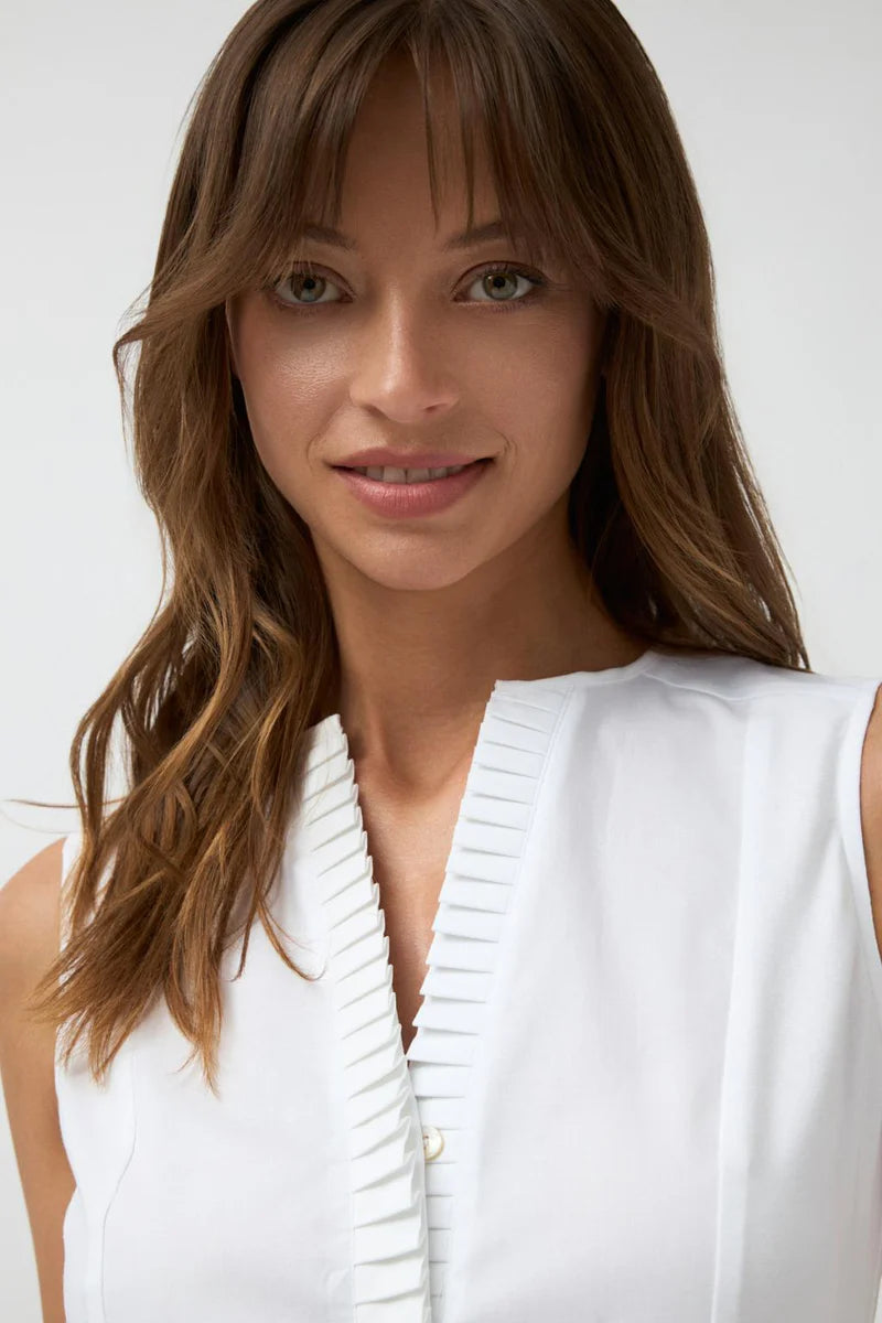Bariloche Pleated Notch Neck Shirt Cielo