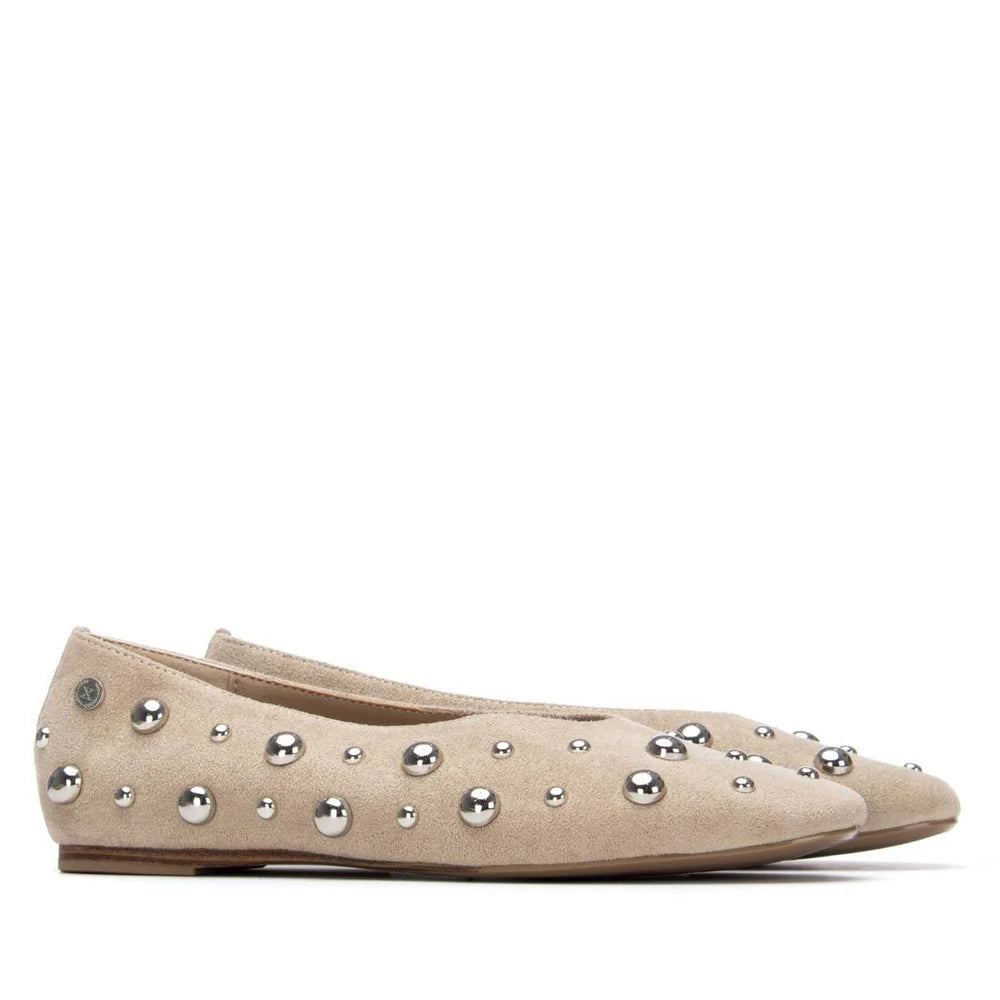 Xti Taupe Stud Flat Pumps 14528301
