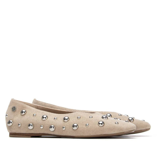 Xti Taupe Stud Flat Pumps 14528301
