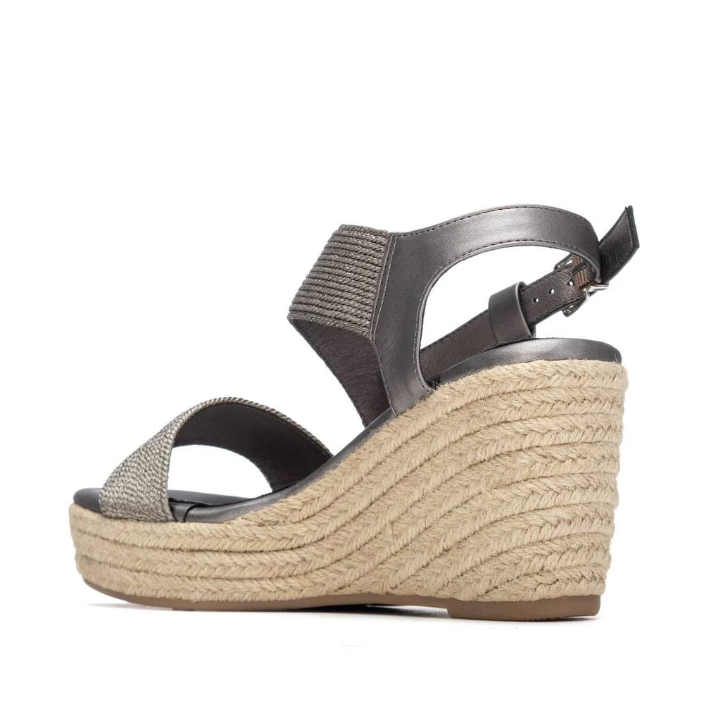 Xti Pewter Strap Platform Wedge 14533503
