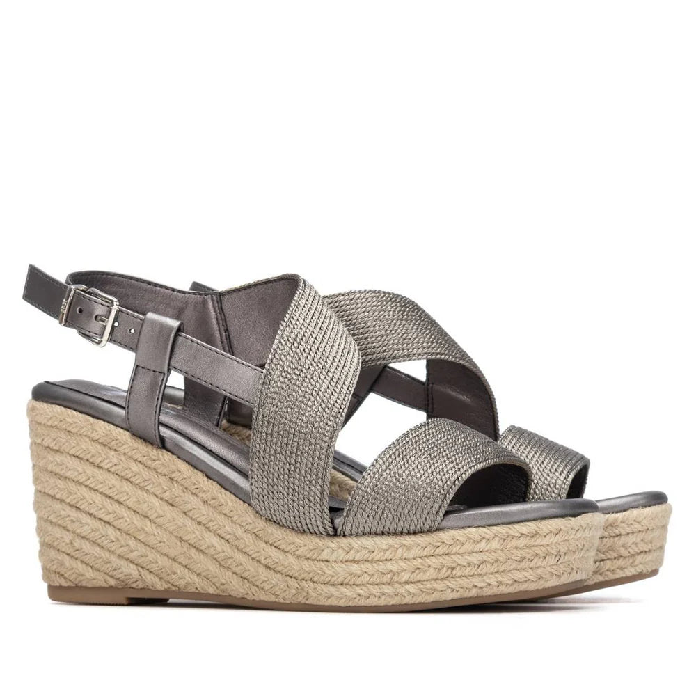 Xti Pewter Strap Platform Wedge 14533503
