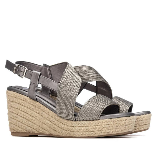 Xti Pewter Strap Platform Wedge 14533503