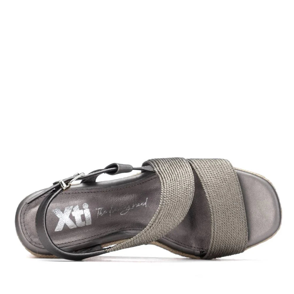 Xti Pewter Strap Platform Wedge 14533503